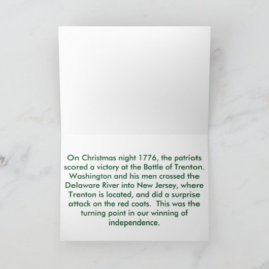 Kerst 1776 feestdagen kaart (Binnen)