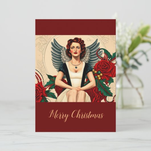 Kerst 1940's Angel Kaart (Staand voorkant)