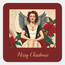 Kerst 1940's Angel Vierkante Sticker