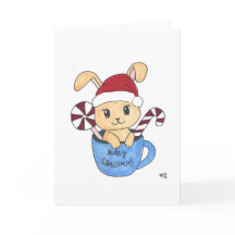 Kerst 1 Bunny Christmas Holiday Kaart