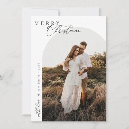 Kerst 1 foto Boog waterverf botanisch Holida Feestdagenkaart (Voorkant)