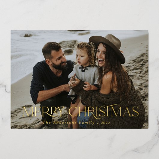 Kerst 1 foto botanische bloem folie vakantie  folie feestdagenkaart (Voorkant)