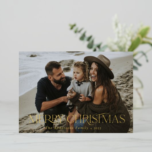 Kerst 1 foto botanische bloem folie vakantie folie feestdagenkaart (Staand Voorkant)