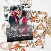 Kerst 1 Foto Gingerbread Pattern Vakantie Kaart