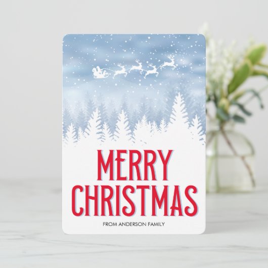 Kerst 1 foto Moderne waterverf Kerst Feestdagenkaart (Staand voorkant)