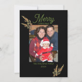 Kerst 1 Foto Waterverf Modern Botanisch Feestdagenkaart (Voorkant)