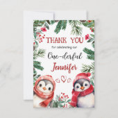 Kerst 1° Verjaardag Winter Schattige Dank u kaart (Voorkant)