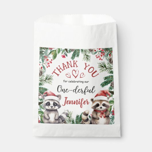 Kerst 1e Verjaardag Winter Woodland Schattige Bedankzakje (Voorkant)