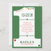 Kerst 1e verjaardagsfeest Merry One-foto Bedankkaart (Voorkant)