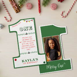 Kerst 1e verjaardagsfeestje vrolijke foto bedankkaart