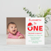 Kerst 1e verjaardagsuitnodiging kaart (Staand voorkant)