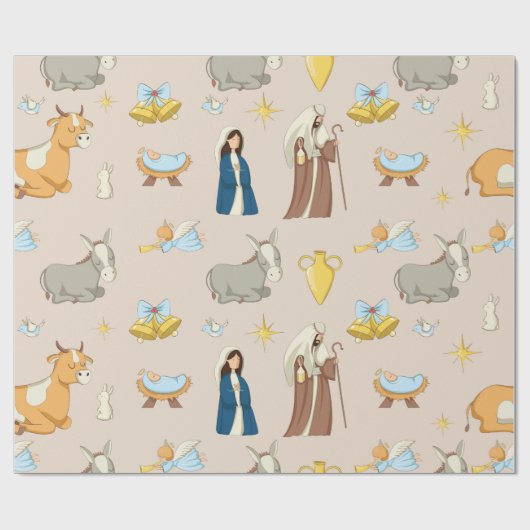 Kerst 2020 Baby en ouders Cadeaupapier (Vlak)