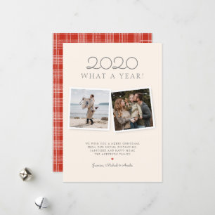 Kerst 2020 Handgetekende Red Tartan Holiday Kaart