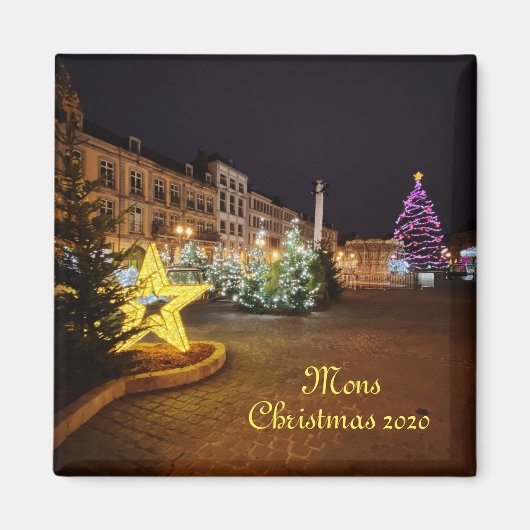 Kerst 2021 in Bergen, België Magneet (Voorkant)