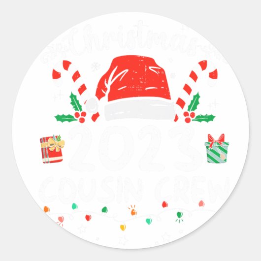 Kerst 2023 Neef Crew Santa Hat Mannen Vrouwen Kind Ronde Sticker (Voorkant)