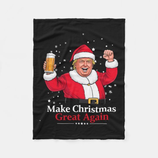 Kerst 2024 Grappig Trump & Bier Maak Kerst Fleece Deken (Voorkant)