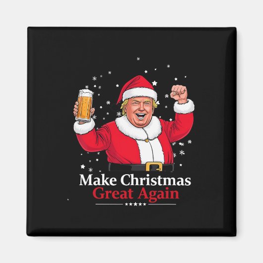Kerst 2024 Grappig Trump &amp; Bier Maak Kerst Magneet (Voorkant)