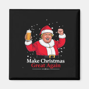 Kerst 2024 Grappige Trump en bier maken kerst Magneet