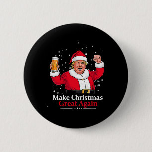 Kerst 2024 Grappige Trump en bier maken kerst Ronde Button 5,7 Cm