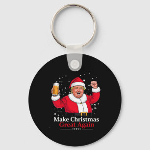 Kerst 2024 Grappige Trump en bier maken kerst Sleutelhanger