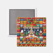 Kerst 2024 Kente Patroonmagneet Magneet (Voorkant / Achterkant)