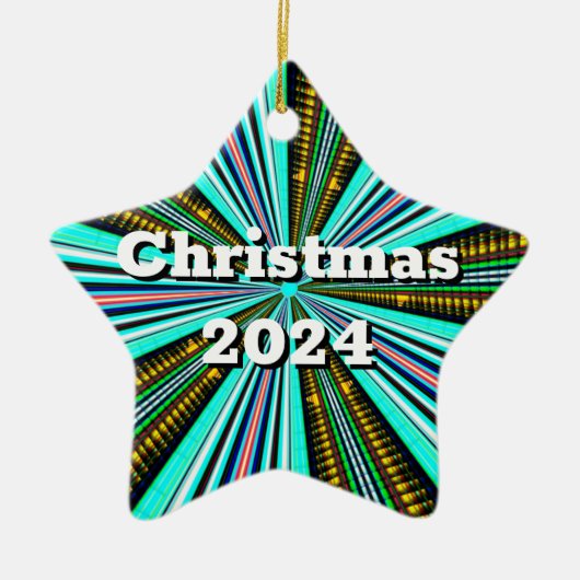 Kerst 2024 (wijzig de woorden) keramisch ornament (Voorkant)