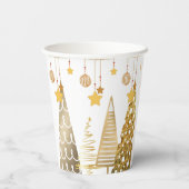 Kerst 2025 Eigenzinnige bomen en kerstballen Papieren Bekers (Achterkant)