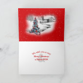 Kerst 2025 Ierse Setter in de sneeuw Kaart (Binnen)