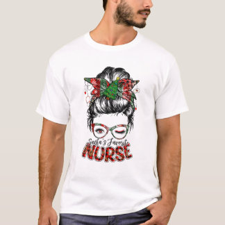Kerst 2025 Messy Bun Santa's T-shirt