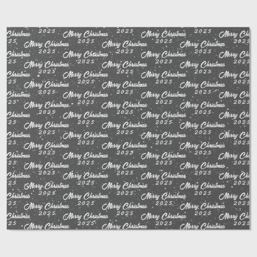 Kerst 2025 op grijs cadeaupapier (Vlak)