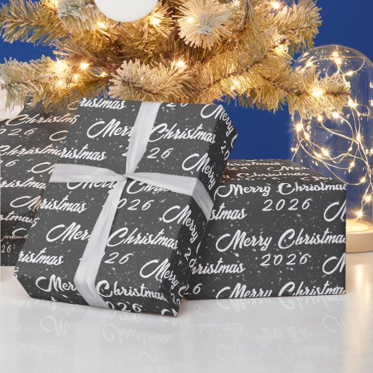 Kerst 2025 op grijs cadeaupapier (Feestdagen)