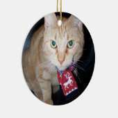 Kerst 2025 Oranje kat met sjaal Ornament (Rechts)