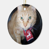 Kerst 2025 Oranje kat met sjaal Ornament (Links)