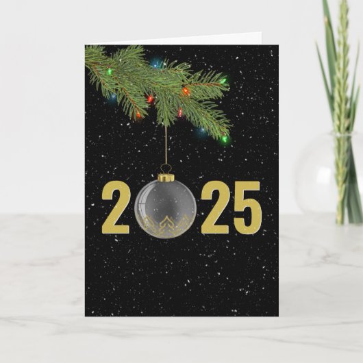 Kerst 2025 Ornamenten in de sneeuw Feestdagen Kaart (Voorkant)