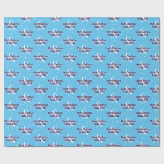 Kerst 2025 Tekst op Blauw Cadeaupapier (Vlak)