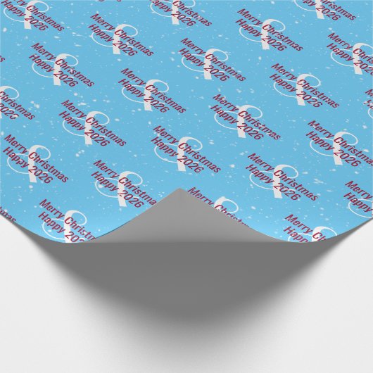 Kerst 2025 Tekst op Blauw Cadeaupapier (Hoek)