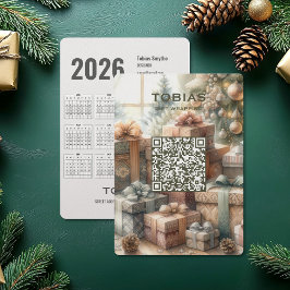 Kerst 2026 Kalender QR Code Visitekaartje Feestdagenkaart