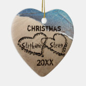 Kerst 20XX Twee harten in zand aangepaste Ornament (Rechts)