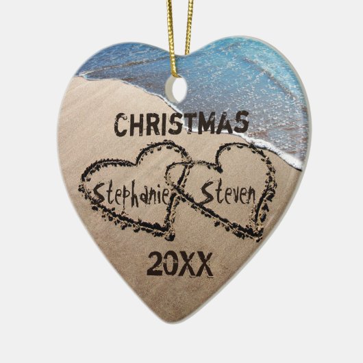 Kerst 20XX Twee harten in zand aangepaste Ornament (Links)
