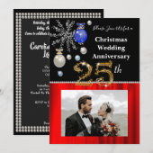Kerst 25e bruiloft Jubileum zwart en goud Kaart (Voorkant / Achterkant)