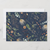 Kerst 2 foto waterverf botanisch marineblauw feestdagenkaart (Achterkant)