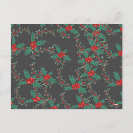 Kerst 2 foto waterverf botanische bloemen holi feestdagenkaart (Achterkant)