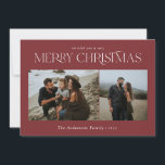 Kerst 2 foto waterverf botanische bordeaux feestdagenkaart<br><div class="desc">Merry Christmas modern elegant waterverf gedroogde botanische bloemen gedempte kleuren bordeaux vakantie 2 foto kerstkaart.</div>