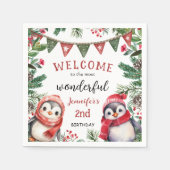 Kerst 2e Verjaardag Schattigee Pinguïn Winterfeest Servet (Voorkant)