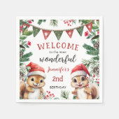 Kerst 2e Verjaardag Schattigee Winter Eekhoorn Servet (Voorkant)