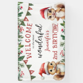 Kerst 2e Verjaardagsfeest Schattigee Eekhoorn Spandoek (Verticaal)