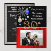 Kerst 30e bruiloft Jubileum zwart en goud Kaart (Voorkant / Achterkant)