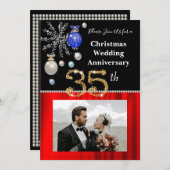 Kerst 35e bruiloft Jubileum zwart en goud Kaart (Voorkant / Achterkant)