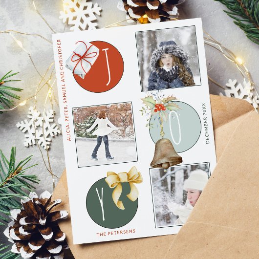 Kerst 3 aangepaste foto's leuk kleurrijke vreugde feestdagenkaart