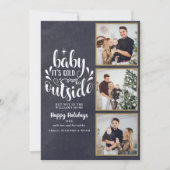 Kerst 3 Foto Collage Boho Krijtbord Feestdagenkaart (Voorkant)